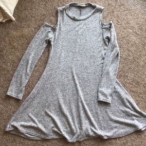 Grey off-the shoulder mini dress
